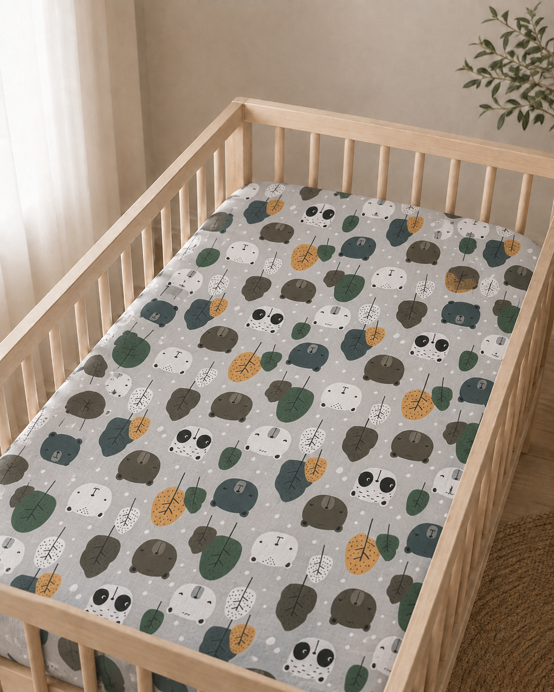 Fitted Sheet Set - Happy Little Bear - Pack Of 2