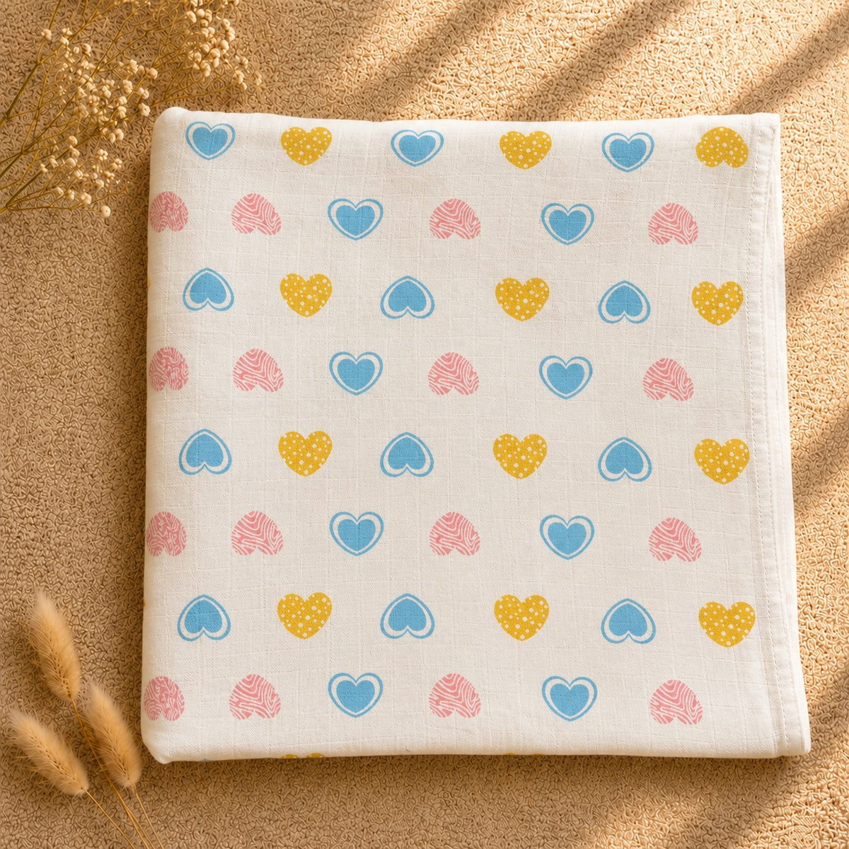Cotton Muslin Swaddle Set - Peach Little Dreams - Pack of 3