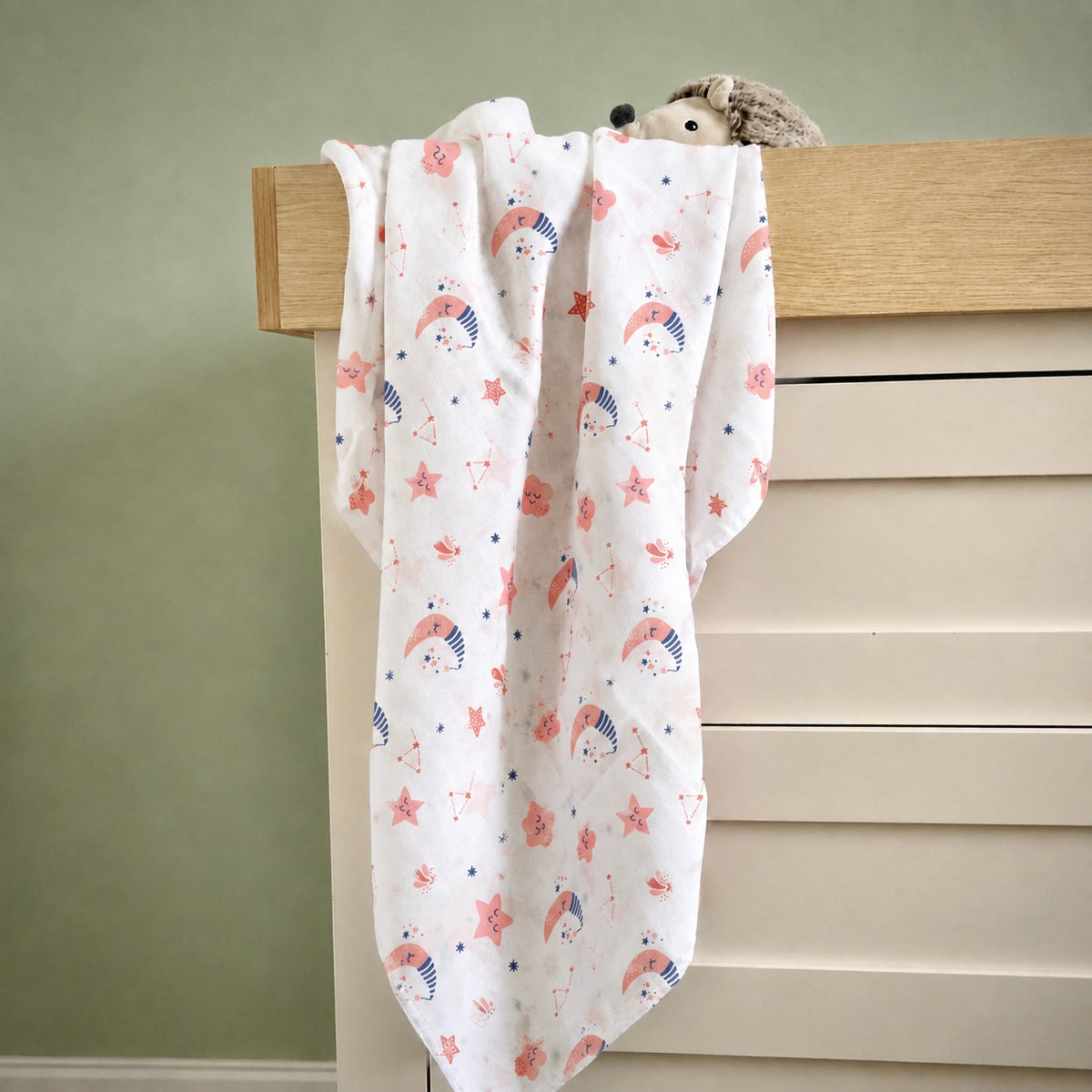 Cotton Muslin Swaddle Set - Peach Little Dreams - Pack of 3
