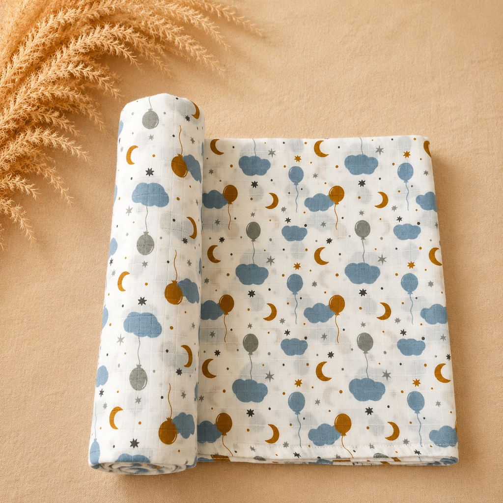 Cotton Muslin Swaddle Set - Blue Skies - Pack of 3