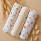 Cotton Muslin Swaddle Set - Creamy Horizon - Pack of 3